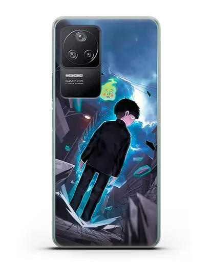 Чехол аниме Моб психо 100 - Моб и Ямочки силиконовый для Xiaomi Poco F4