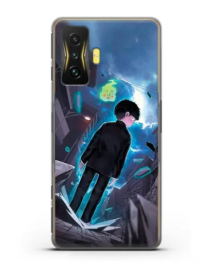 Чехол аниме Моб психо 100 - Моб и Ямочки силиконовый для Xiaomi Poco F4 GT