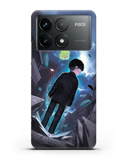 Чехол аниме Моб психо 100 - Моб и Ямочки силиконовый для Xiaomi Poco F6 Pro
