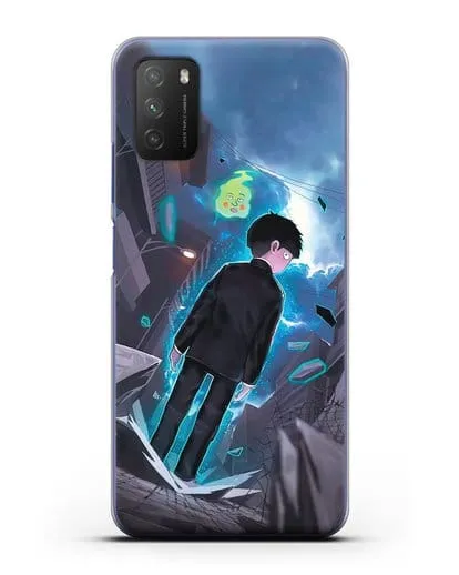 Чехол аниме Моб психо 100 - Моб и Ямочки силиконовый для Xiaomi Poco M3