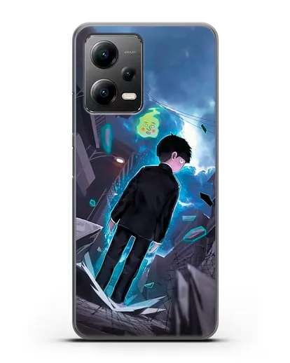 Чехол аниме Моб психо 100 - Моб и Ямочки силиконовый для Xiaomi Poco X5