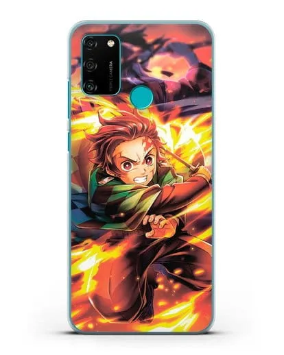 Чехол аниме Клинок рассекающий демонов - Танжиро силиконовый для Honor 9A