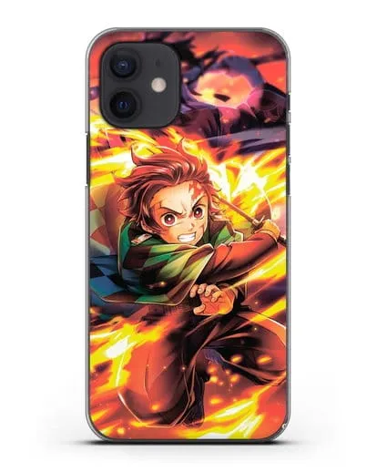 Чехол аниме Клинок рассекающий демонов - Танжиро силиконовый для iPhone 12