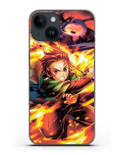 Чехол аниме Клинок рассекающий демонов - Танжиро силиконовый для iPhone 14