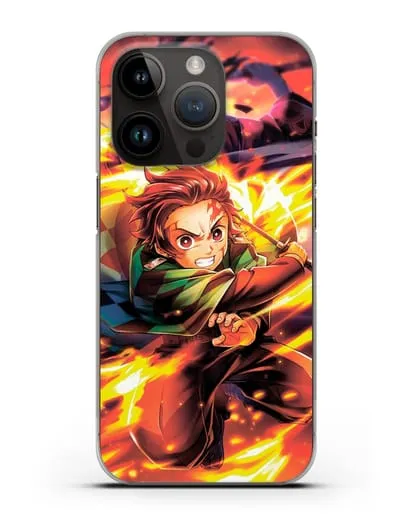 Чехол аниме Клинок рассекающий демонов - Танжиро силиконовый для iPhone 14 Pro