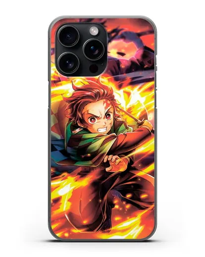 Чехол аниме Клинок рассекающий демонов - Танжиро силиконовый для iPhone 15 Pro Max