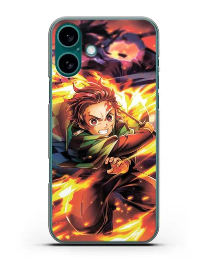 Чехол аниме Клинок рассекающий демонов - Танжиро силиконовый для iPhone 16 Plus