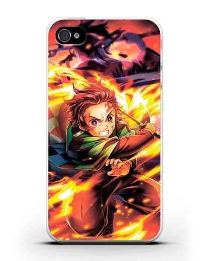 Чехол аниме Клинок рассекающий демонов - Танжиро силиконовый для iPhone 4/4s