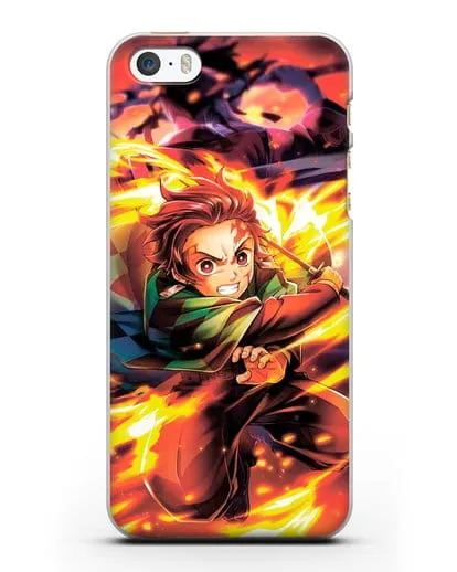 Чехол аниме Клинок рассекающий демонов - Танжиро силиконовый для iPhone 5/5s/SE