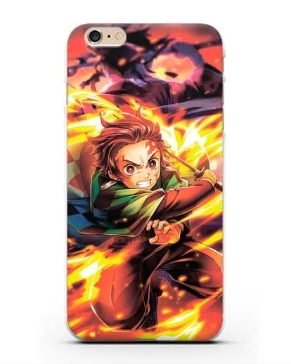 Чехол аниме Клинок рассекающий демонов - Танжиро силиконовый для iPhone 6 Plus