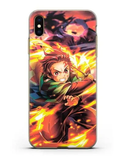 Чехол аниме Клинок рассекающий демонов - Танжиро силиконовый для iPhone XS Max