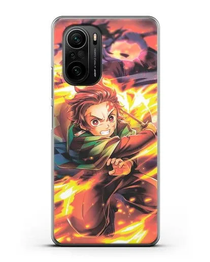 Чехол аниме Клинок рассекающий демонов - Танжиро силиконовый для Xiaomi Poco F3 Pro