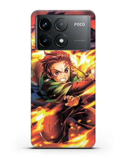 Чехол аниме Клинок рассекающий демонов - Танжиро силиконовый для Xiaomi Poco F6 Pro