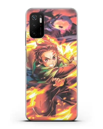 Чехол аниме Клинок рассекающий демонов - Танжиро силиконовый для Xiaomi Poco M3 Pro