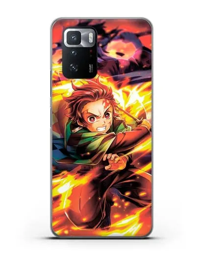 Чехол аниме Клинок рассекающий демонов - Танжиро силиконовый для Xiaomi Poco X3 GT
