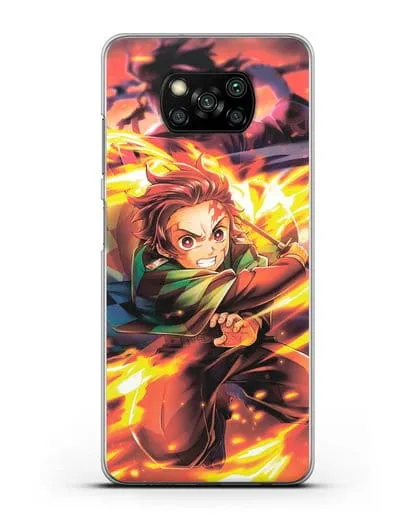 Чехол аниме Клинок рассекающий демонов - Танжиро силиконовый для Xiaomi Poco X3 Pro