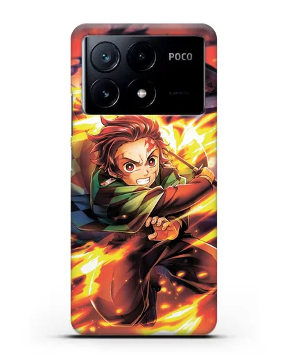 Чехол аниме Клинок рассекающий демонов - Танжиро силиконовый для Xiaomi Poco X6 Pro