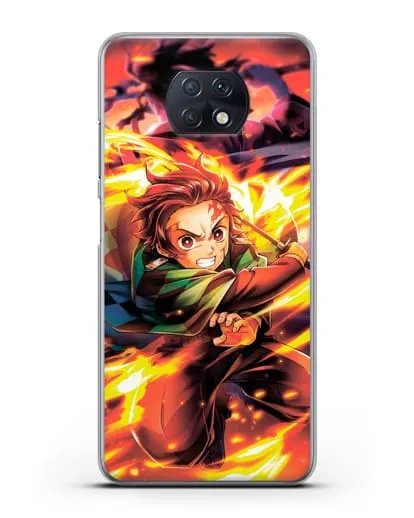 Чехол аниме Клинок рассекающий демонов - Танжиро силиконовый для Xiaomi Redmi Note 9T