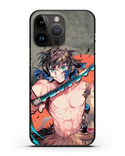 Чехол аниме Клинок рассекающий демонов - Иноске силиконовый для iPhone 14 Pro Max