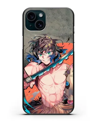 Чехол аниме Клинок рассекающий демонов - Иноске силиконовый для iPhone 15 Plus