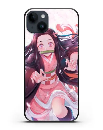 Чехол аниме Клинок рассекающий демонов - Незуко силиконовый для iPhone 14 Plus