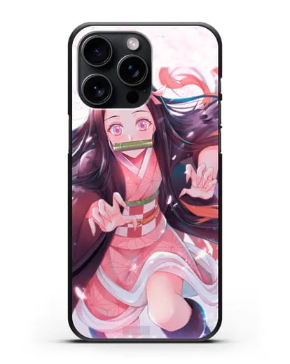 Чехол аниме Клинок рассекающий демонов - Незуко силиконовый для iPhone 15 Pro Max