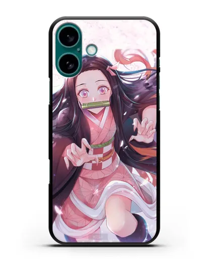 Чехол аниме Клинок рассекающий демонов - Незуко силиконовый для iPhone 16 Plus