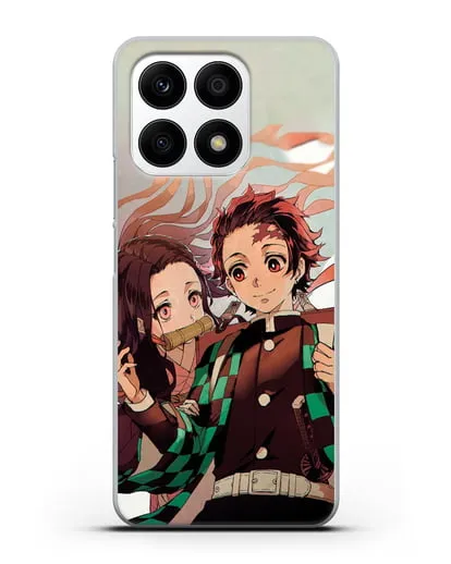 Чехол аниме Клинок рассекающий демонов - Незуко и Танжиро силиконовый для Honor X8a