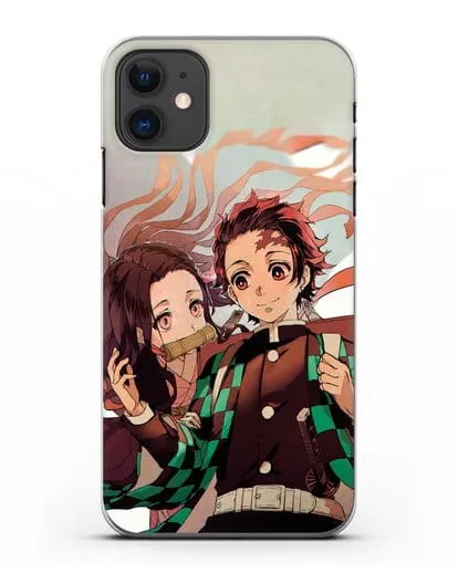 Чехол аниме Клинок рассекающий демонов - Незуко и Танжиро силиконовый для iPhone 11