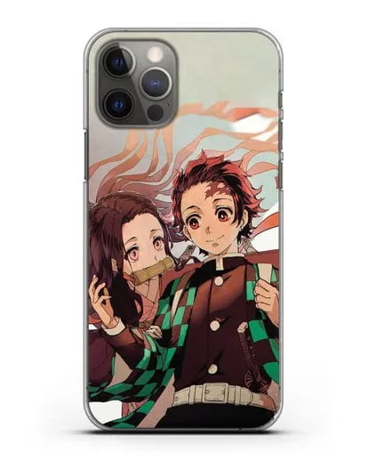 Чехол аниме Клинок рассекающий демонов - Незуко и Танжиро силиконовый для iPhone 12 Pro