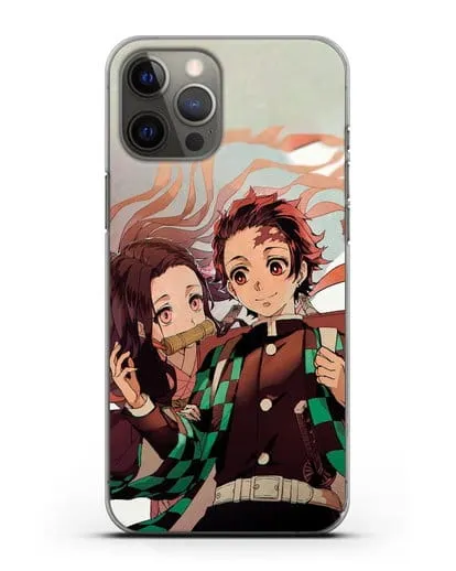 Чехол аниме Клинок рассекающий демонов - Незуко и Танжиро силиконовый для iPhone 12 Pro Max
