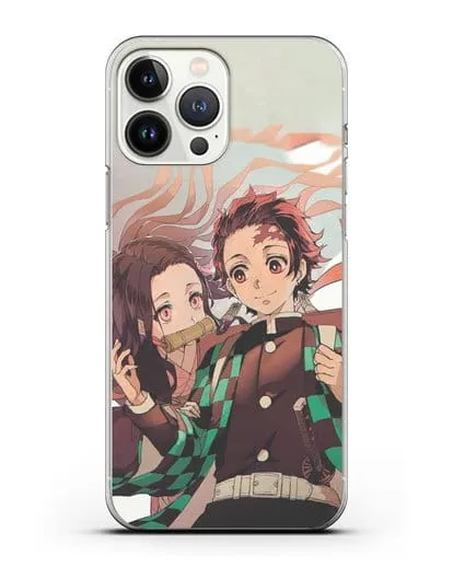 Чехол аниме Клинок рассекающий демонов - Незуко и Танжиро силиконовый для iPhone 13 Pro Max