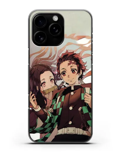 Чехол аниме Клинок рассекающий демонов - Незуко и Танжиро силиконовый для iPhone 16 Pro Max