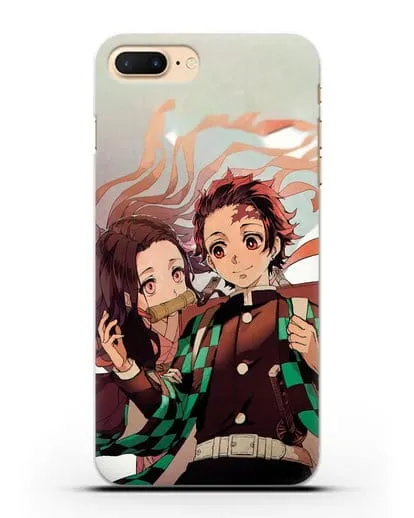 Чехол аниме Клинок рассекающий демонов - Незуко и Танжиро силиконовый для iPhone 7 Plus