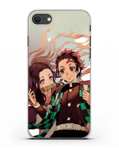 Чехол аниме Клинок рассекающий демонов - Незуко и Танжиро силиконовый для iPhone SE 2020
