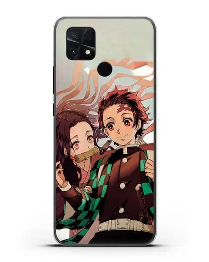 Чехол аниме Клинок рассекающий демонов - Незуко и Танжиро силиконовый для Xiaomi Poco C40