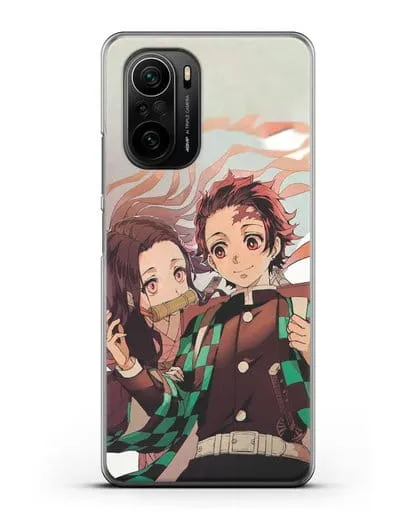 Чехол аниме Клинок рассекающий демонов - Незуко и Танжиро силиконовый для Xiaomi Poco F3