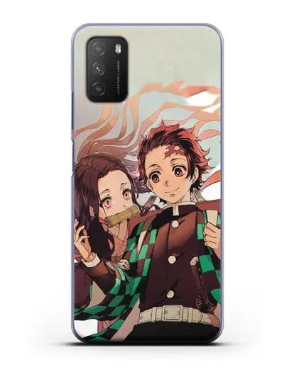 Чехол аниме Клинок рассекающий демонов - Незуко и Танжиро силиконовый для Xiaomi Poco M3