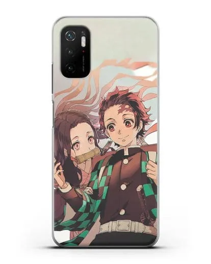 Чехол аниме Клинок рассекающий демонов - Незуко и Танжиро силиконовый для Xiaomi Poco M3 Pro