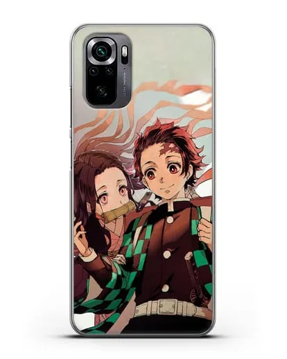 Чехол аниме Клинок рассекающий демонов - Незуко и Танжиро силиконовый для Xiaomi Poco M5s