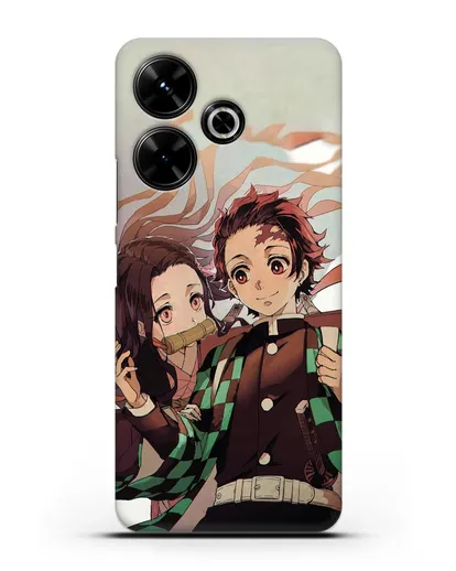 Чехол аниме Клинок рассекающий демонов - Незуко и Танжиро силиконовый для Xiaomi Poco M6