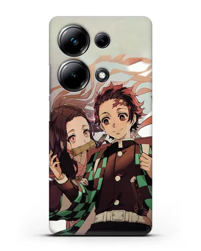 Чехол аниме Клинок рассекающий демонов - Незуко и Танжиро силиконовый для Xiaomi Poco M6 Pro