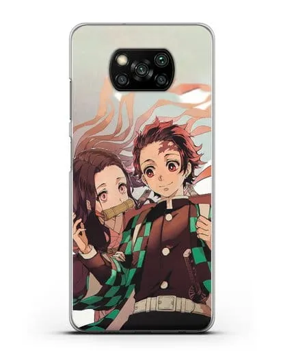 Чехол аниме Клинок рассекающий демонов - Незуко и Танжиро силиконовый для Xiaomi Poco X3