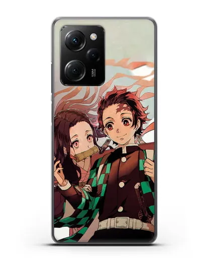 Чехол аниме Клинок рассекающий демонов - Незуко и Танжиро силиконовый для Xiaomi Poco X5 Pro