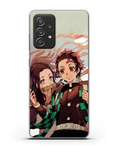 Чехол аниме Клинок рассекающий демонов - Незуко и Танжиро силиконовый для Samsung Galaxy A53