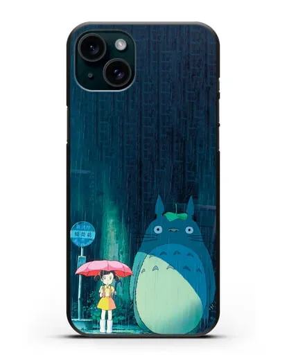 Чехол аниме Мой сосед Тоторо - Тоторо без зонтика силиконовый для iPhone 15 Plus