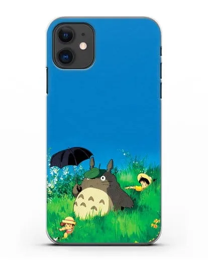 Чехол аниме Мой сосед Тоторо - Прогулка с Тоторо силиконовый для iPhone 11