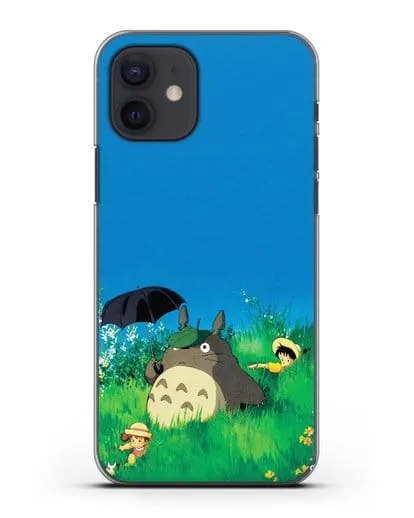 Чехол аниме Мой сосед Тоторо - Прогулка с Тоторо силиконовый для iPhone 12
