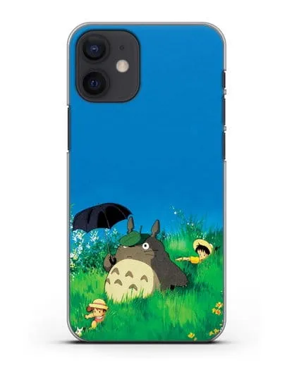 Чехол аниме Мой сосед Тоторо - Прогулка с Тоторо силиконовый для iPhone 12 mini