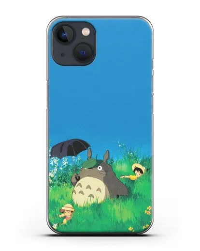Чехол аниме Мой сосед Тоторо - Прогулка с Тоторо силиконовый для iPhone 13 Mini